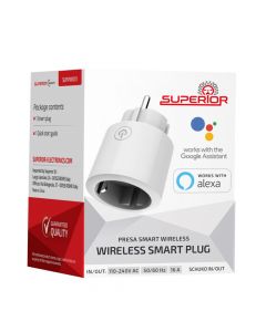 Wireless Smart Plug, Superior, Schuko, 16 A, Smart Life iOS/Android