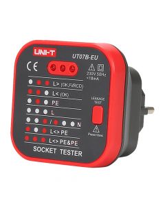 Electric socket tester, UNI-T, 230V, 50Hz - 60Hz, 30mA, 6.5x6.5x6.1 cm