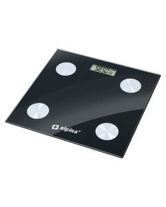 Personal body scale, Alpina, 180 kg max, 100 gr, Body Fat Monitor & Bluetooth, 28x28 cm, 2xAAA