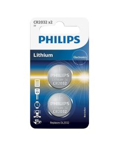 Bateri, Philips, CR2032, Lithium, 3 V, 2 cop/pako