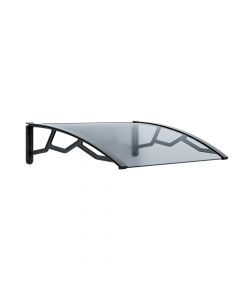 Canopy for entrance doors polycarbonate, trasparent, anti-UV, dark grey arms, L100 x W80 cm