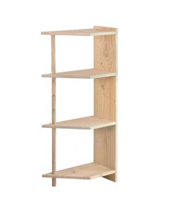 Solid pine wood 4 shelves Serie Gala, thickness 22 mm, CORNER , untreated, 120.7 x 25 x 50 cm