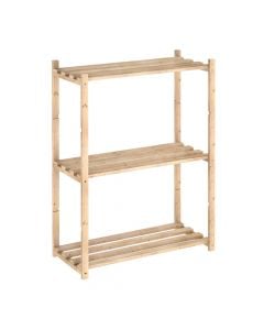 Solid Pine wood 3 shelves Serie Natura, width 65, deepth 30 cm, shelves adjustable in height, 92.2 x 30 x 65 cm