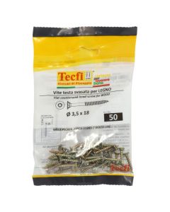 Flat CSK head torx recess chipboard screw,yellow zp, Ø3,5x18mm, Bag 50