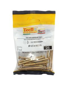 Flat CSK head torx recess chipboard screw,yellow zp, Ø4,5x60/35mm, Bag 25