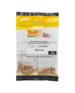 Flat CSK head torx recess chipboard screw,yellow zp, Ø4x16mm, Bag 25