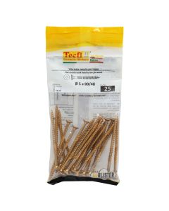 Flat CSK head torx recess chipboard screw,yellow zp, Ø5x80/48mm, Bag 25