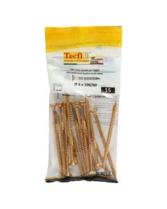 Flat CSK head torx recess chipboard screw,yellow zp, Ø6x100/60mm, Bag 15