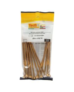 Flat CSK head torx recess chipboard screw,yellow zp, Ø6x120/70mm, Bag 15