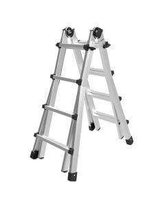 Aluminum telescopic ladder, 8+8, 130 cm, black