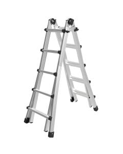 Aluminum telescopic ladder, 10+10, 155 cm, black