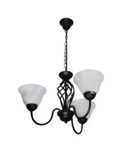 Pending Lamp, E14 3X40W, NO BULB, black color,metal and glass,product size:25*19.8*29cm