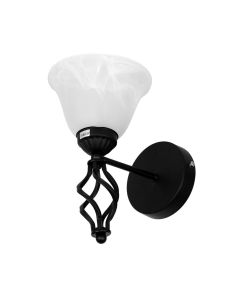 Wall lamp E14 1x40W , NO BULB, with black wire, with switch on line,metal and glass,product size:18*18*11cm