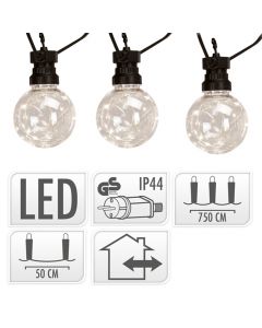 Lamp holder string, micro LED, plastic / copper, black color