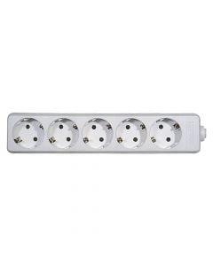 Extension plug Shuko Emos 5P, IP20, 5 × 2P + PE, cordless, white