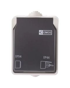 Emos prize box, 250 V ¼ / 10 AX gray / black, 2 modules, IP44