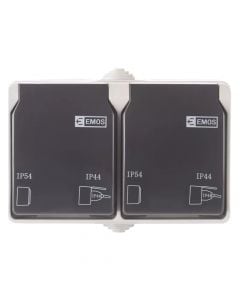 Emos prize box, 250 V ¼ / 10 AX gray / black, 4 modules, IP44