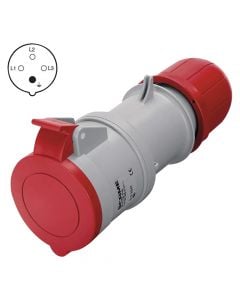 Movable socket 32A 3P + N, red color, IP44