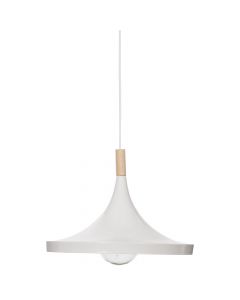 Hanging light DEB, 1xE27, 60W, D. 32 x H. 23 cm, metal / wood material, white color, 230V.