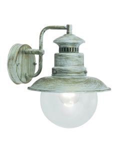 Wall Outdoor Lantern Artu E27 1x60W, IP44, A60, 27x25x21.5 cm, white/gold, metal/glas