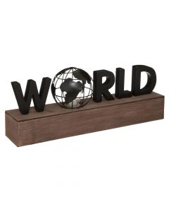 Ndricues tavoline dekorativ "WORLD" dru/metal, L38 cm, H10 cm