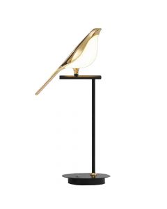 Ndriçues tavoline me zogj, LED 10W, 4000K, 24x48 cm,i zi dhe gold