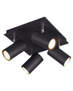 Ceilling spotlight, Marley, Trio 4xGU10, H15 cm, 24x24 cm, black