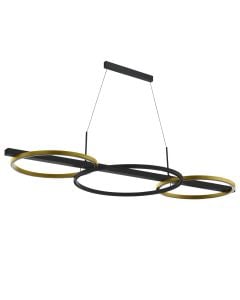 Hanging led light, LANACERA, Eglo, 2x12.5W+ 1x15.5 W, H150xL96.5 cm, dimmable, Black/Gold