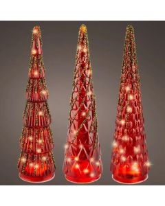 Dekor festiv, peme, ndricim led, perdorim I brendshem, D9xH33 cm, e kuqe/e bardhë e ngrohtë