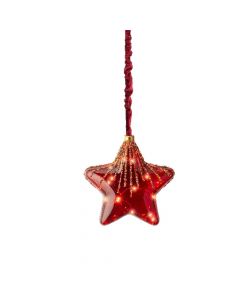 Dekor festiv, yll, ndricim led, D19xH25 cm, perdorim I brendshem, Krishtlindje e kuqe/klasike e ngrohtë