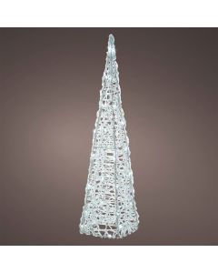 Dekor festiv piramide, ndricim led, L15xW15xH58 cm, perdorim I jashtem, transparent/e bardhë e ftohtë