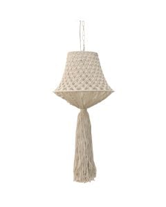 Knitted hanging light, E27, D40 cm, H105 cm, white, cotton/steel.