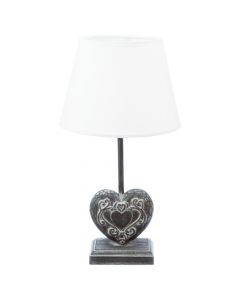 Table light, heart, E14, 1x40W, D25 cm, H49 cm, iron/pvc, white/gray.