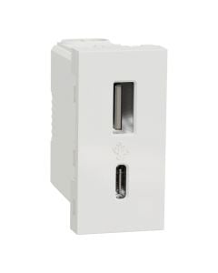 USB socket, 1 mod, type A+C, 12w, white
