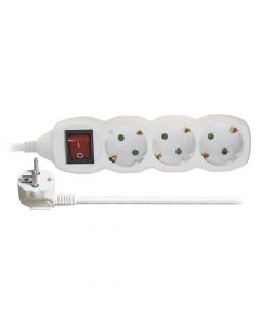 Power strip with switch, 3 modules, 3 meter, 3x1.5mm, white