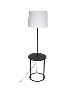 Floor light, E27, H.149cm, metal/wood, black/white