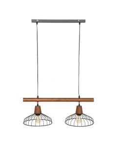 Hanging light, 2xE27, D.28cm, metal, brown