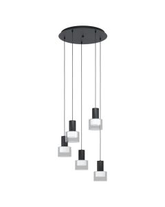 Hanging light, 5x4.6W, 3000K, D.53cm,H.150cm, metal, white