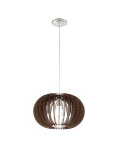 Hanging lamp, E27, D.40cm, metal/wood, brown