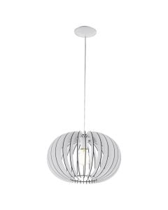 Hanging lamp, E27, D.40cm, metal/wood, white