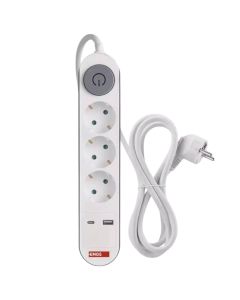 Zgjatues elektrik, 3 module + USB + Type-C, 2m, e