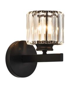 Wall lamp, 1xE27, 14x24cm, crystal, black