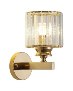 Wall lamp, 1xE27, 14x24cm, crystal, gold