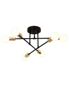 Ceiling light, 6xE27, 70x20cm, metal, black