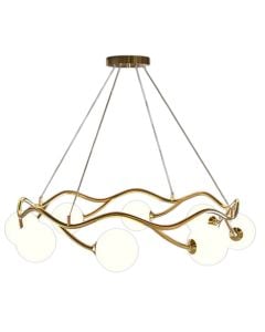 Pendant light, 8xE27, D.80cm, glass globe, cooper