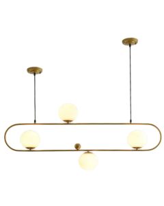 Pendant lamp, 4xE27, 130x70x80cm, metal/glass, cooper
