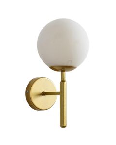 Wall lamp, E27, 30x15cm, metal/glass, gold