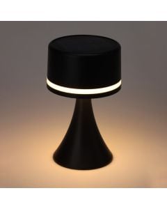Solar panel table light, H.20cm, USB-C, 1200mAh, 2700-300K, 3 level of light, plastic, black
