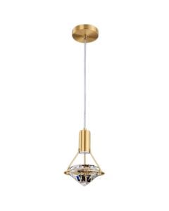 Pendant light, GU10, 14x20cm, crystal, gold
