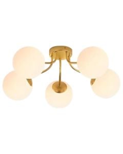 Ceiling light, 5xE27, D.50cm, metal/glass, gold